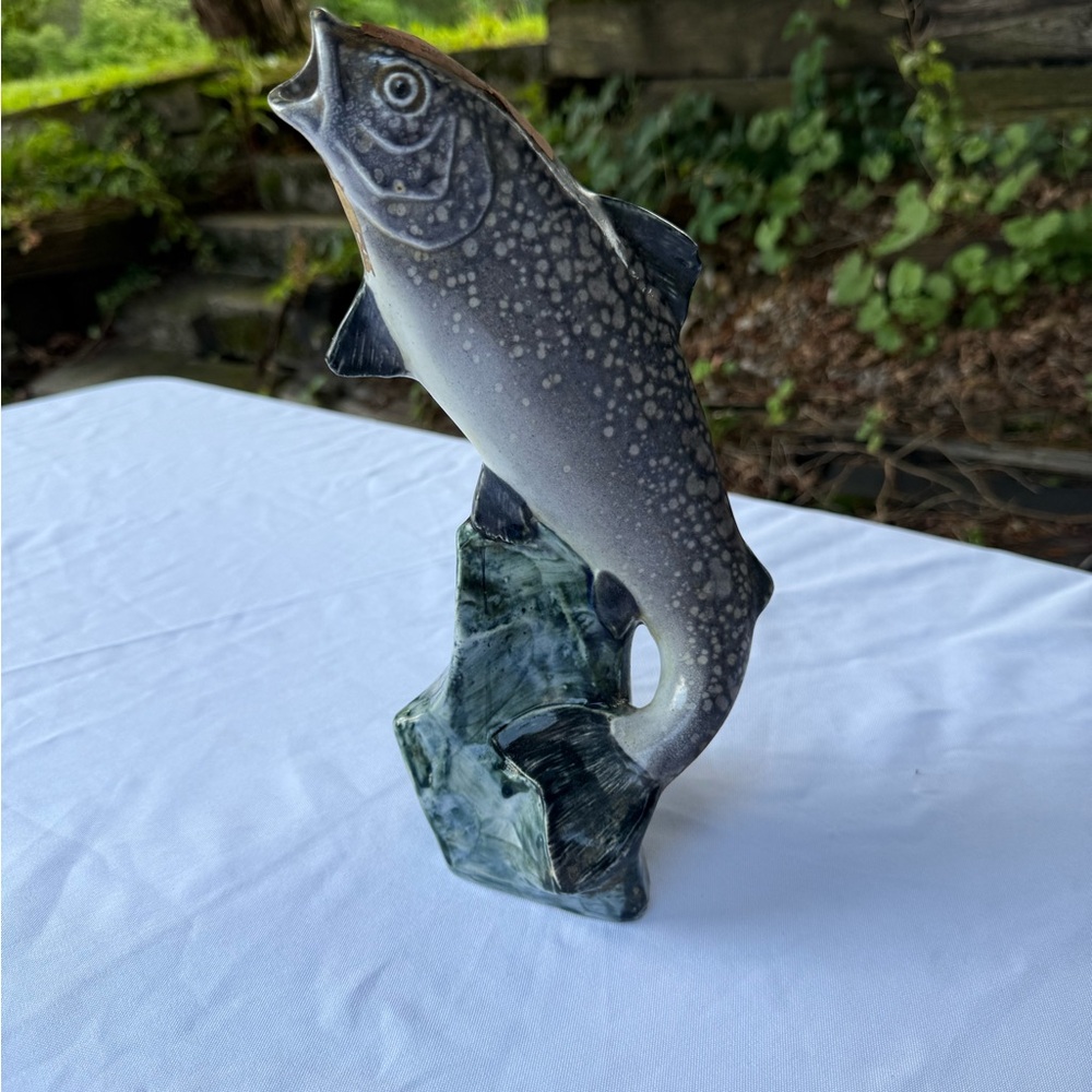 Garnier Ceramic Fish Figurine - Black and Green